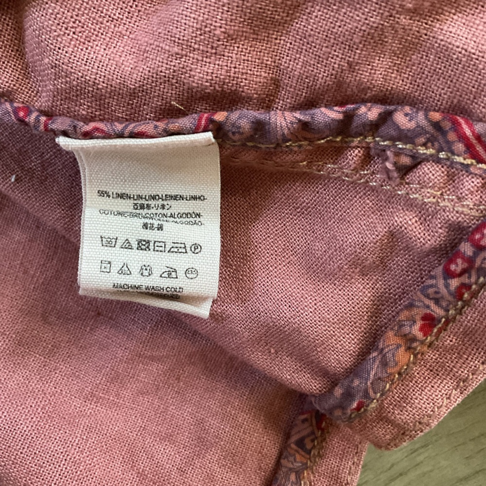 Free People Rosewood Linen Moto Style Jacket Zipper Pockets Snap Close M - Picture 5 of 6